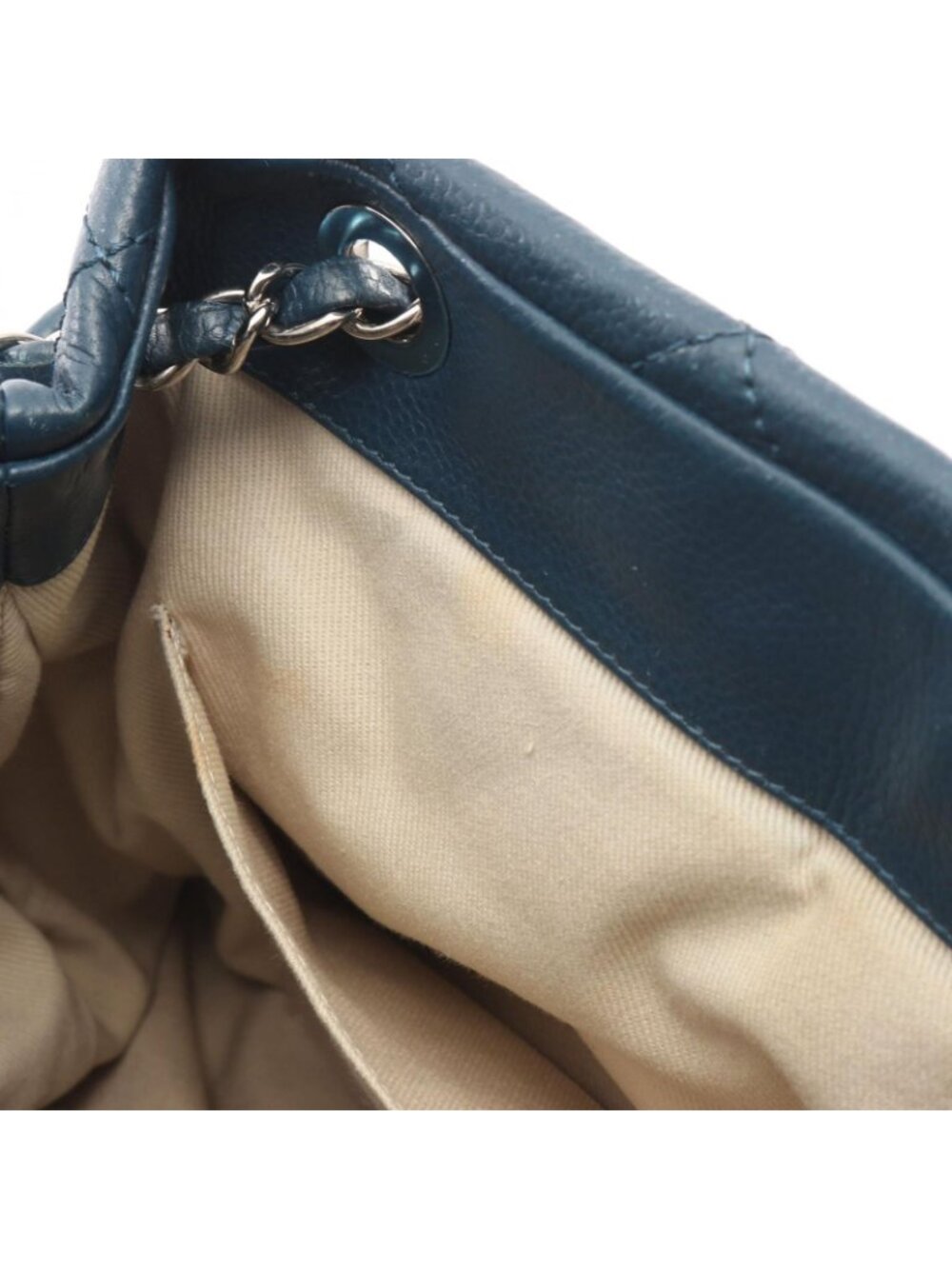 Chanel Tote Quilted Navy Caviar Leather Jumbo CC Logo Chain - Picture 9 of 9